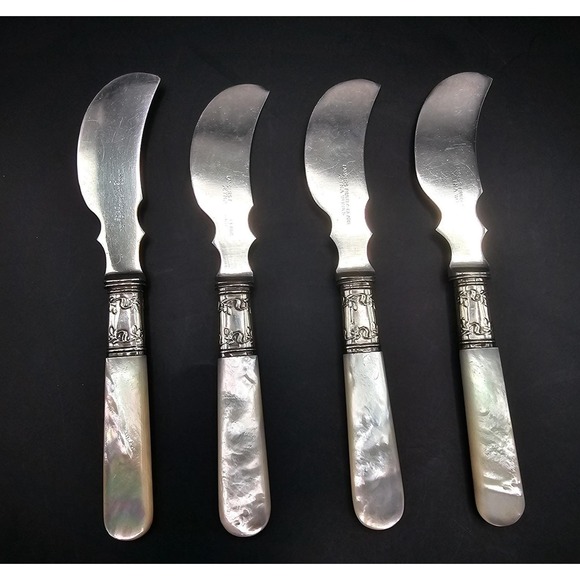 Landers Other - Vintage Landers Frary & Clark Sterling Silver Mother of Pearl Butter Knife Set 4